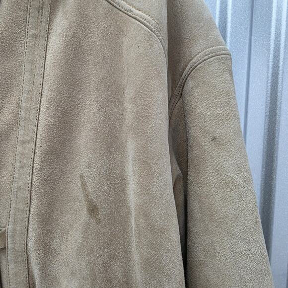 John Weitz Vintage Suede Jacket Coat Faux Fur Leather Sued Tan Beige Size M 70s - Picture 4 of 10